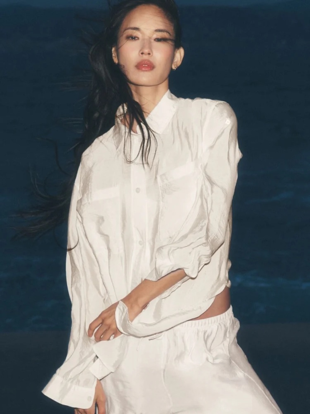 alo Semi-Sheer Golden Hour Button Down Long Sleeve